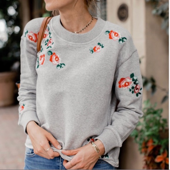 Madewell Tops - Madewell | Mile (s) Embroidered Cutoff Sweatshirt